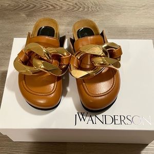 JW ANDERSON gold chain mules loafer